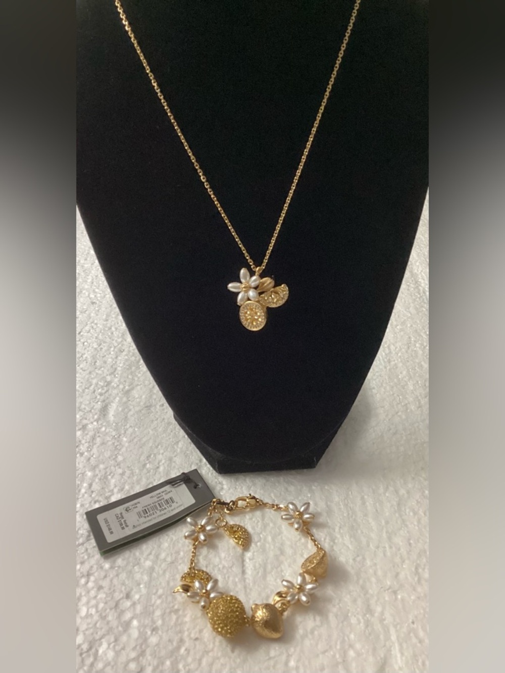 Kate Spade Gold-Tone Flower & Lemon Multi-Charm Pendant Necklace & Bracelet Set